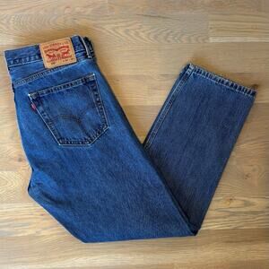 Levi’s 505 Regular Fit Jeans Straight Leg Dark Stonewash Mens Size 34x30